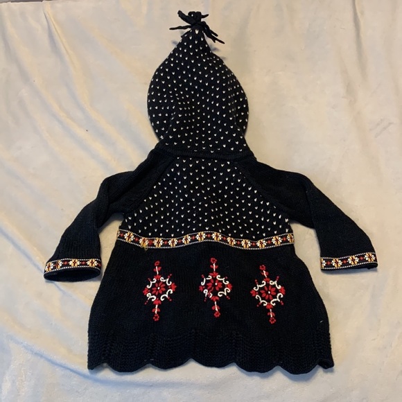 Hanna andersson size 60 black wool blend knit nordic folk elf sweater cardigan - Picture 7 of 11